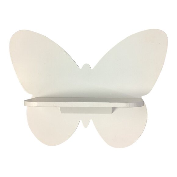 White Wooden Butterfly Wall Shelf Set Of 2 For Nursery Room Or Kids Decor Displa - Picture 6 of 15